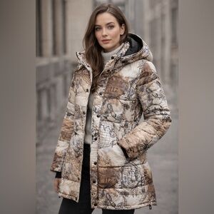 DOLCEZZA Women's Brown and White Printed Jacket NWT size S